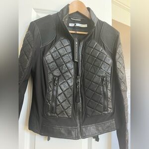 Leather + mesh Moto by Blanc Noir